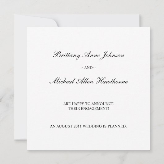 Trouw Engagement Aankondiging met Cokerkleurige Ac (Achterkant)