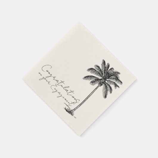 Trouw Engagement Felicitaties met Palmboom op het  Servet (Hoek)