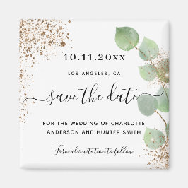 Trouw eucalyptus goud glitters save the date magneet