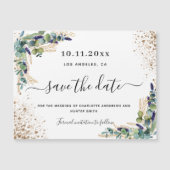 Trouw eucalyptus goud save the date magneet (Voorkant)