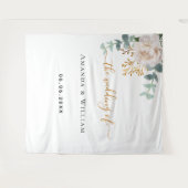 Trouw eucalyptus groen bloemig monogram wandkleed (Voorkant (horizontaal))