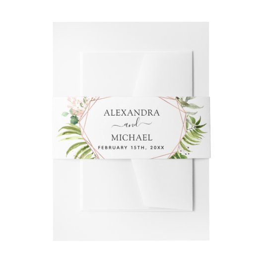 Trouw Eucalyptus Groene Geometrische Elegante Chic Uitnodigingen Wikkel (Voorkant Voorbeeld)