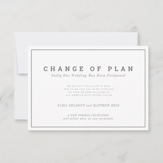 Trouw evenement wijziging van plan uitgesteld land save the date (Voorkant)