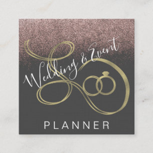 Trouw & Evenementenplanner Nep Glitter Gouden Ring Vierkante Visitekaartje