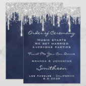 Trouw Event Program Blauw Marine Zilver Blauw Mari Kaart (Voorkant / Achterkant)