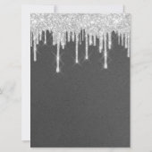 Trouw Event Program Grijs Zilveren Druppels Glitte Kaart (Achterkant)