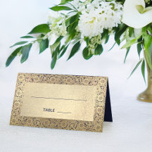Trouw Fake Goud Marineblauw Vintage Bloemend Klass