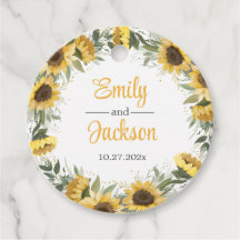 Trouw Favor Tag Sunflower Groene Decoratie