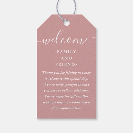 Trouw Favoriete Welkomstmand Zak Stof Roos Cadeaulabel (Voorkant)