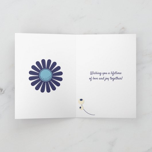 Trouw felicitaties aangepast bericht Blauwe Bloem Kaart (Binnen)