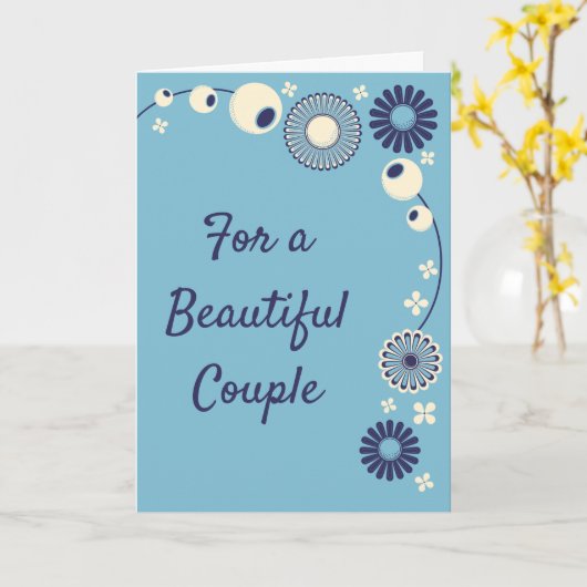 Trouw felicitaties aangepast bericht Blauwe Bloem Kaart (Gele Bloem)