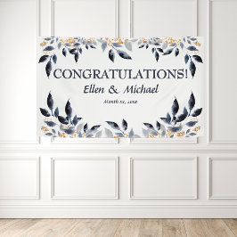 Trouw felicitaties banner Elegant Blauw Goud