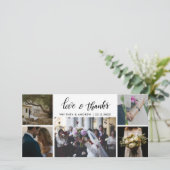 Trouw Five Foto's Liefde & Dank Script Bedankkaart (Staand voorkant)