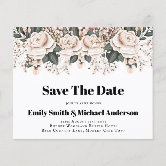 Trouw-FLYERS met Roze Bloemen voor een Lage Budget Flyer (Voorkant)