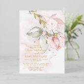 TROUW  | Folie Woodland Blush Roze Roos Uitnodiging (Staand Voorkant)