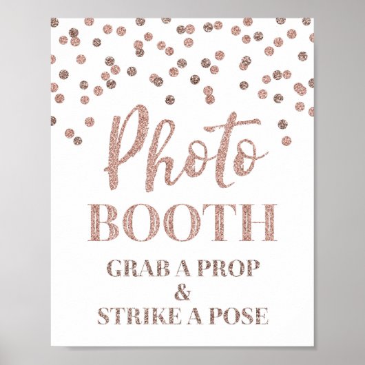 Trouw Foto Booth Bord Roze Goud Confetti Poster (Voorkant)