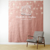 Trouw Fotocabine Achtergrond Mason Jars Roze Goud Wandkleed (In situ)