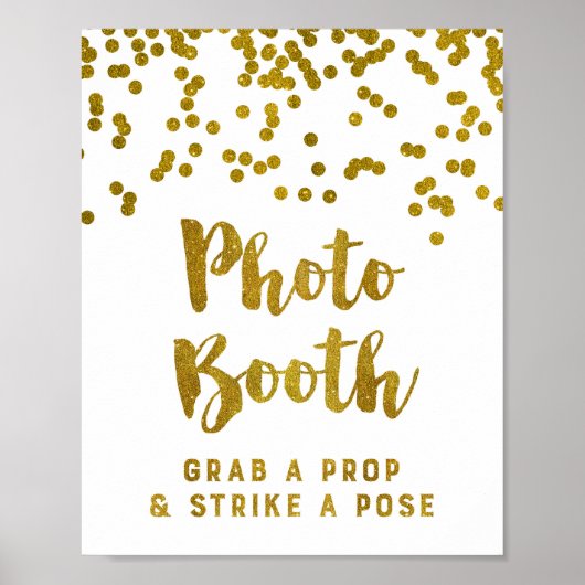 Trouw Fotohokje Bord Goud Confetti Poster (Voorkant)