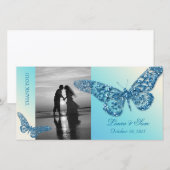 Trouw Fotokaart Dankjewel Vlinder Blauw Bedankkaart (Voorkant / Achterkant)