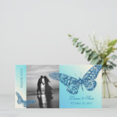 Trouw Fotokaart Dankjewel Vlinder Blauw Bedankkaart (Staand voorkant)