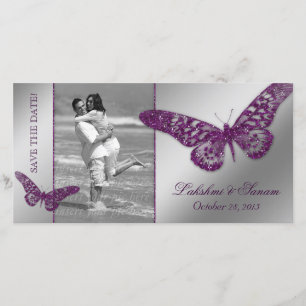 Trouw Fotokaart Save the Date Vlinder Paars