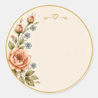 Trouw gast naam sticker uit Heirloom Rose Garden c