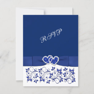 Trouw GEDRUKT LINT Blauw, Witte Hartjes RSVP Kaartje