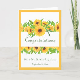 Trouw Gele Zonnebloemen Naam Felicitaties Kaart