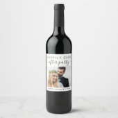 Trouw Gelukkig Elkaar Tegengekomen Gepersonaliseer Wijn Etiket (Voorkant)