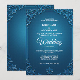 Trouw Geometrisch Teal Turkoois Elegant Antiek  Kaart