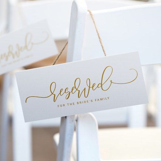 Trouw gereserveerd bord bouncy script plat goud kaart