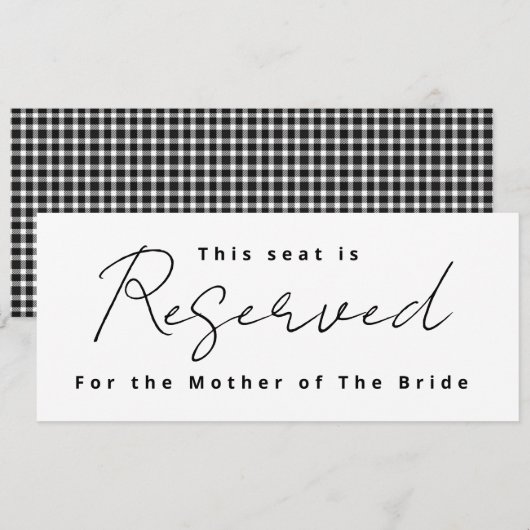 Trouw gereserveerd bord kaart (Voorkant / Achterkant)