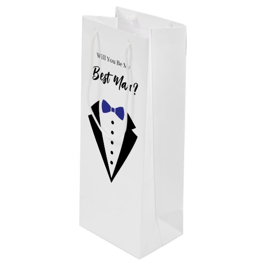 Trouw geschenkentas voor getuige wijn cadeautas (Voorkant Gekanteld)