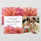 Trouw geschilderd in roze en koraal dahlia bloem bedankkaart (Voorkant / Achterkant)