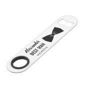 Trouw Getuige Bachelorfeest Zwarte Strikdas Speed Flessenopener (Achterkant Gekanteld)