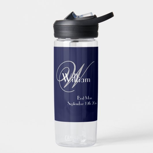 Trouw Getuige Cadeau Modern Chique Monogram Cool Waterfles (Links)
