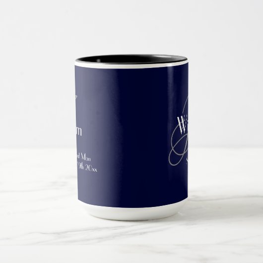 Trouw Getuige Cadeau Modern Monogram + Naam Cool Mok (Midden)