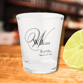 Trouw Getuige Cadeau Modern Monogram & Naam Cool Shot Glas