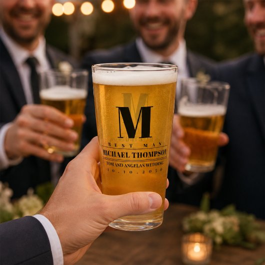 Trouw Getuige Modern Monogram Eenvoudig Glas