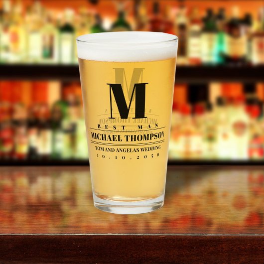 Trouw Getuige Moderne Monogram Eenvoudig Glas