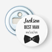 Trouw Getuige vrijgezellenfeest zwarte strikdas Button Flesopener (Voorkant)