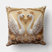 Trouw Glamoureuze Zwanen Goud Parel Gejewelde cade Kussen (Achterkant)