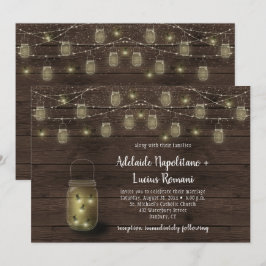 Trouw glazen met vuurvliegjes en slingerlichtjes kaart