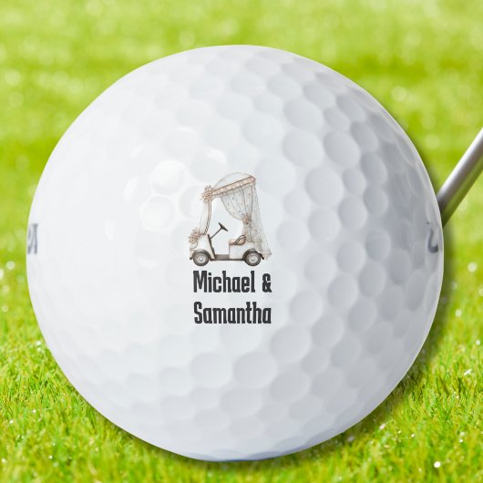 Trouw Golfkar Lieve Bruid Bruidegom Met Monogram Golfballen