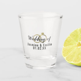 Trouw Goud Folie Ring Logo Koppels Naam Shot Glas
