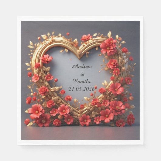 Trouw Gouden Hart Frame Servet (Voorkant)