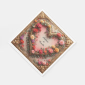 Trouw Gouden Hart Frame Servet (Hoek)