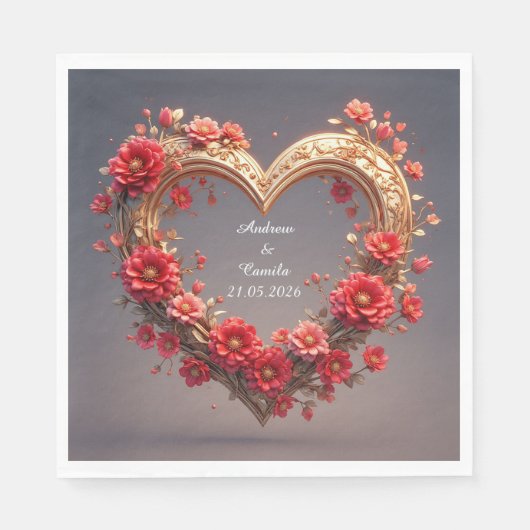 Trouw Gouden Hart Frame Servet (Voorkant)