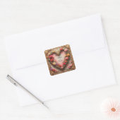 Trouw Gouden Hart Frame Vierkante Sticker (Envelop)