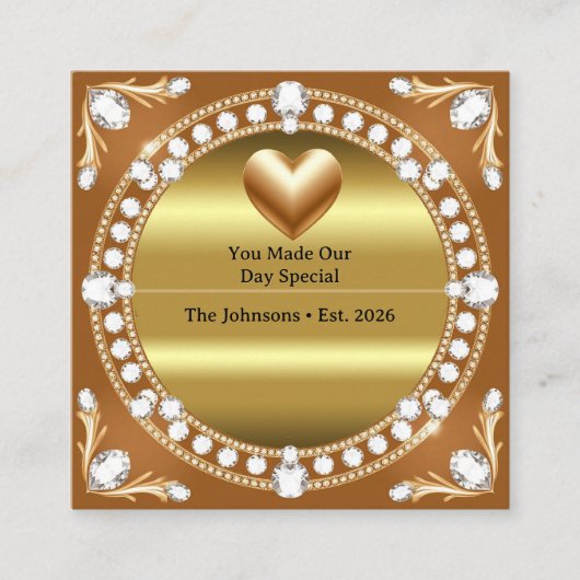 💍 Trouw Gouden Hart Monogram Stijl 🌹 Informatiekaartje (Voorkant)